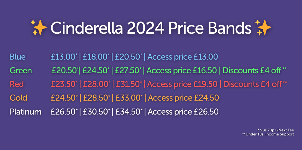 Platinum: £26.50* | £30.50* | £34.50* | Access price £26.50* Gold: £24.50* | £28.50* | £33.00* | Access price £24.50* Red: £23.50* | £28.00* | £31.50* | Access price £19.50* | Discounts £4 off** Green: £20.50* | £24.50* | £27.50* | Access price £16.50* | Discounts £4 off** Blue: £13.00* | £18.00* | £20.50* | Access price £13.00* * +70p QNext fee